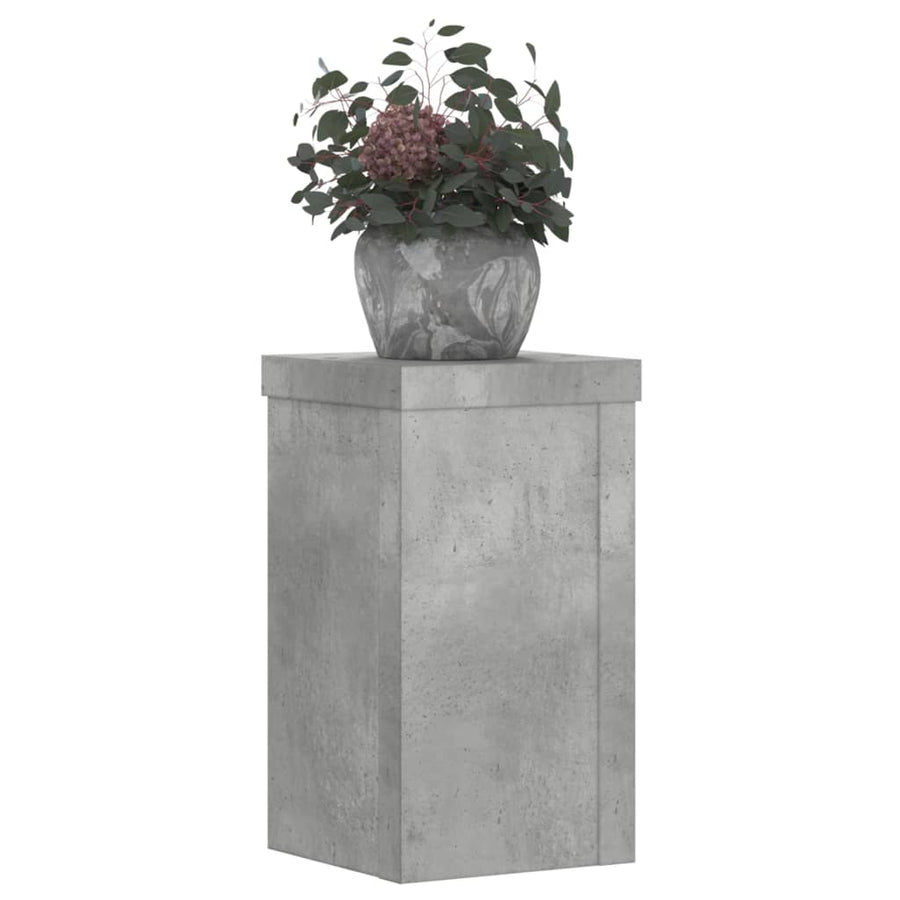 Plantenstandaards 2 st 10x10x18 cm bewerkt hout betongrijs
