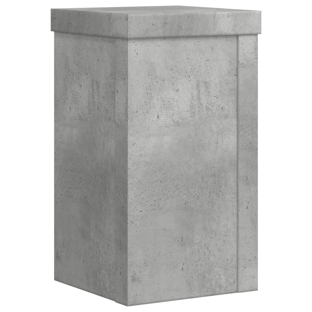Plantenstandaards 2 st 10x10x18 cm bewerkt hout betongrijs