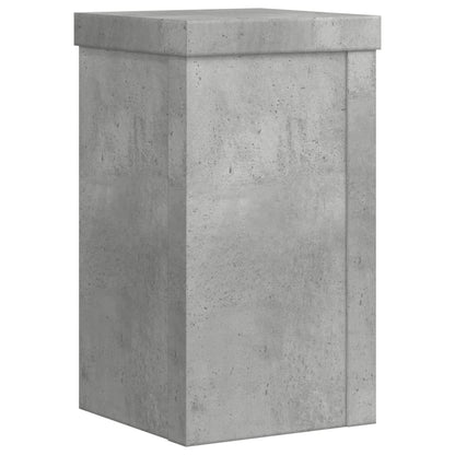 Plantenstandaards 2 st 10x10x18 cm bewerkt hout betongrijs