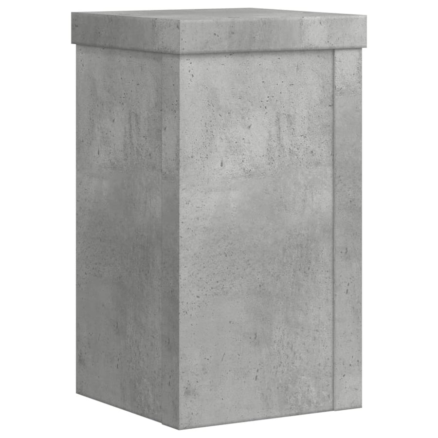 Plantenstandaards 2 st 10x10x18 cm bewerkt hout betongrijs