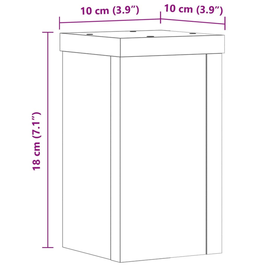 Plantenstandaards 2 st 10x10x18 cm bewerkt hout betongrijs