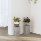 Plantenstandaard 10x10x18 cm bewerkt hout betongrijs 2 stuks