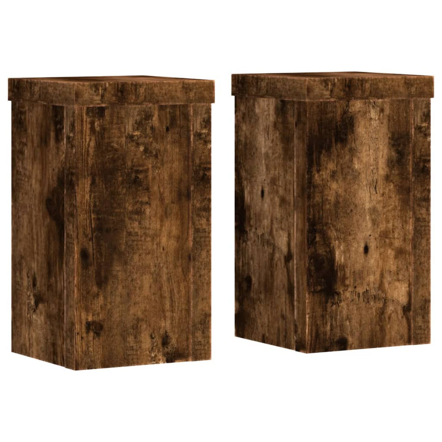 Plantenstandaards Bewerkt Hout 10 x 10 x 18 cm Gerookt eiken
