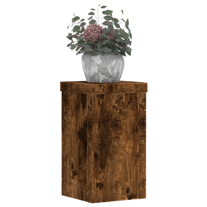 Plantenstandaards Bewerkt Hout 10 x 10 x 18 cm Gerookt eiken