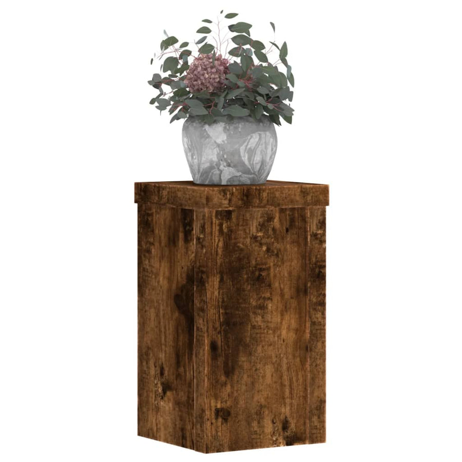Plantenstandaards Bewerkt Hout 10 x 10 x 18 cm Gerookt eiken