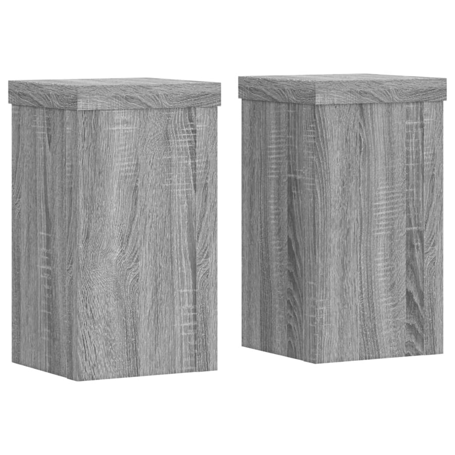 Plantenstandaards 2 st 10x10x18 cm bewerkt hout grijs sonoma