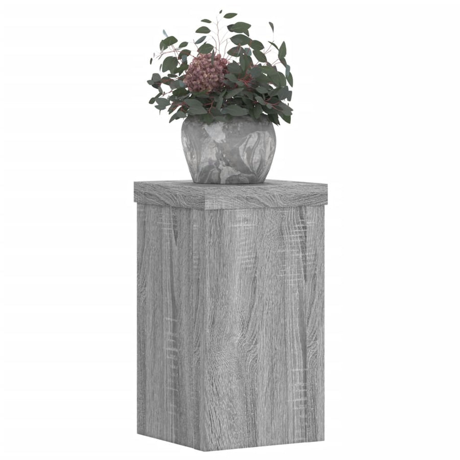 Plantenstandaards 2 st 10x10x18 cm bewerkt hout grijs sonoma