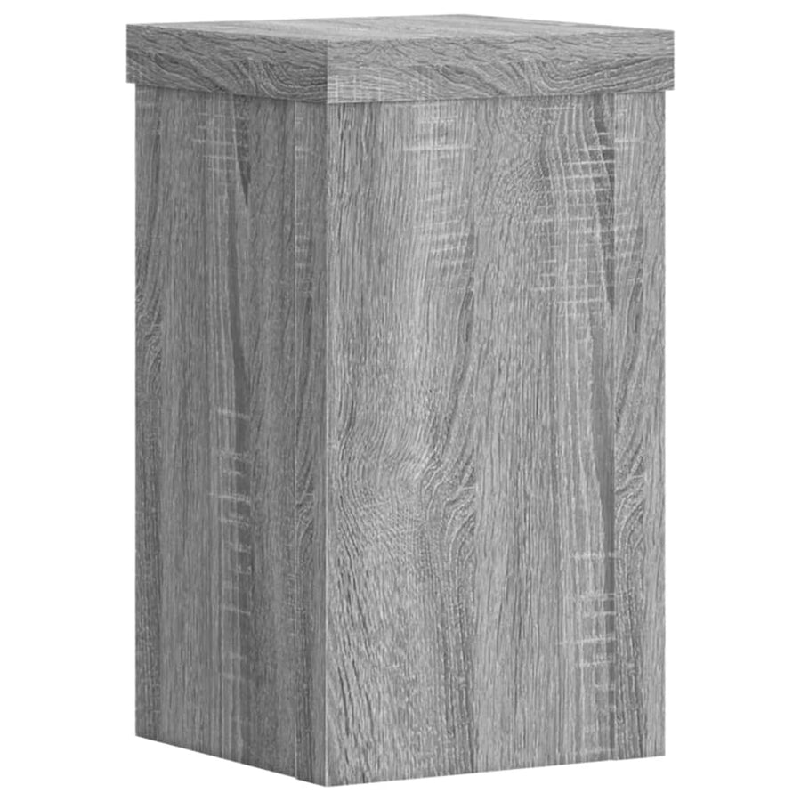Plantenstandaards 2 st 10x10x18 cm bewerkt hout grijs sonoma