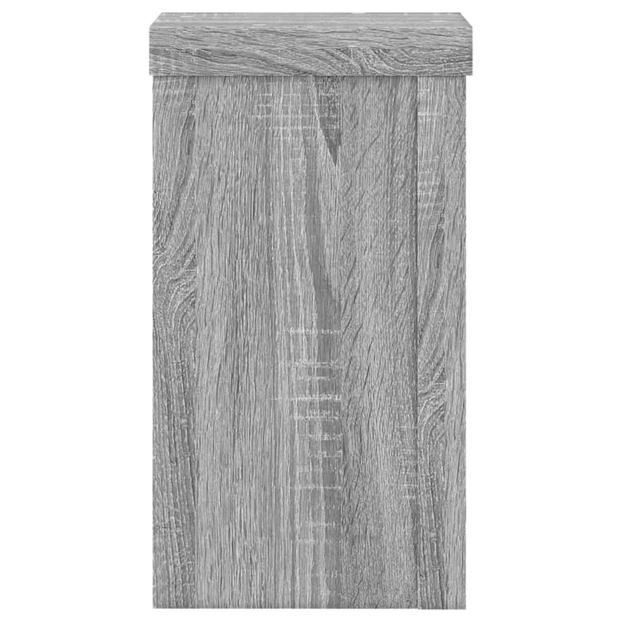 Plantenstandaards 2 st 10x10x18 cm bewerkt hout grijs sonoma