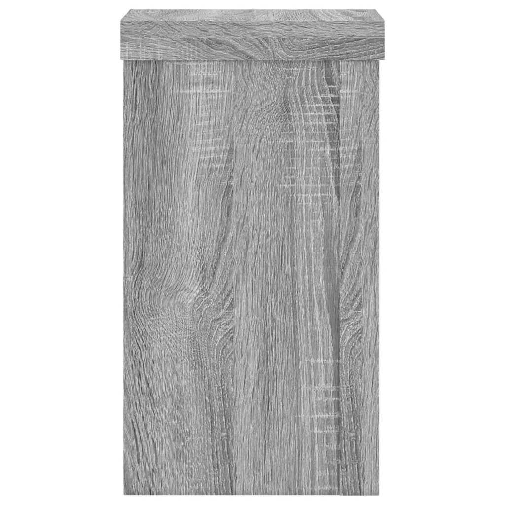 Plantenstandaards 2 st 10x10x18 cm bewerkt hout grijs sonoma