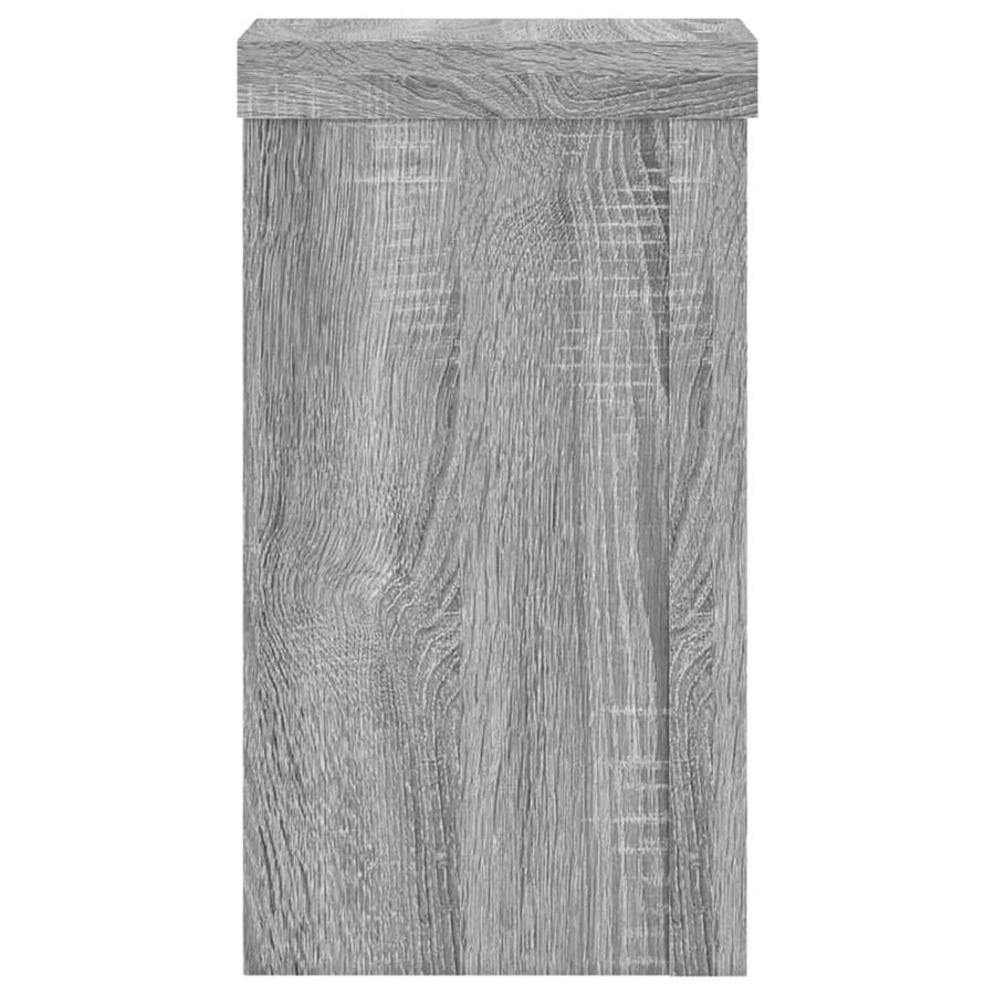 Plantenstandaards 2 st 10x10x18 cm bewerkt hout grijs sonoma