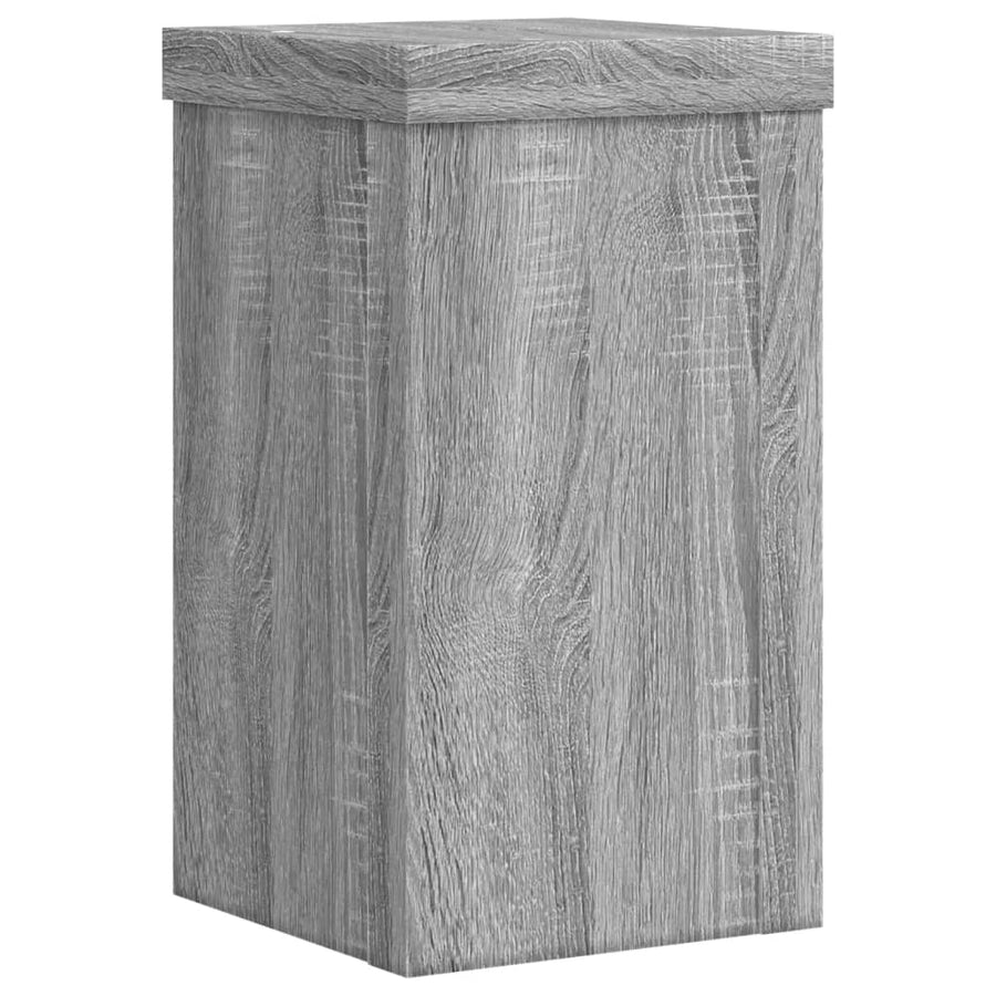 Plantenstandaards 2 st 10x10x18 cm bewerkt hout grijs sonoma