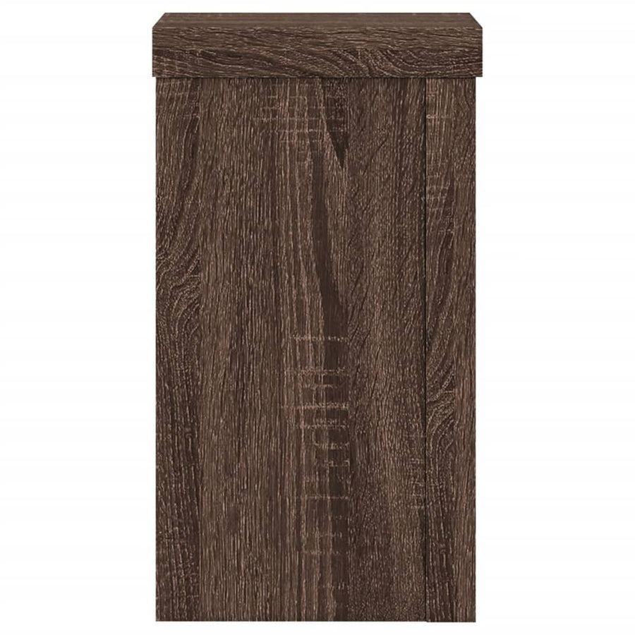 Plantenstandaards 2 st 10x10x18 cm bewerkt hout bruin eiken