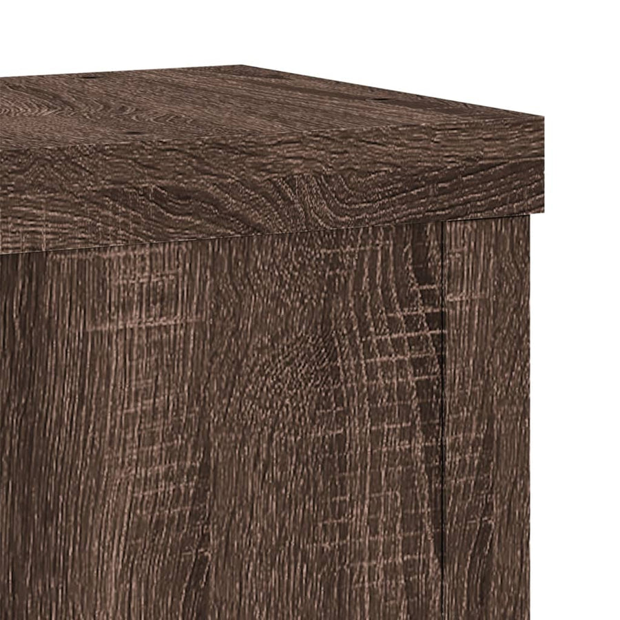 Plantenstandaards 2 st 10x10x18 cm bewerkt hout bruin eiken
