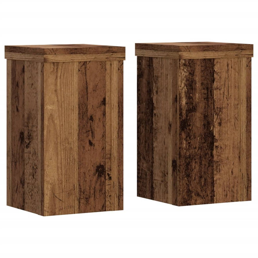 Plantenstandaards Bewerkt Hout Kleurig 10 x 10 x 18 cm Oud hout