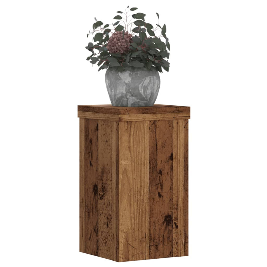 Plantenstandaards Bewerkt Hout Kleurig 10 x 10 x 18 cm Oud hout