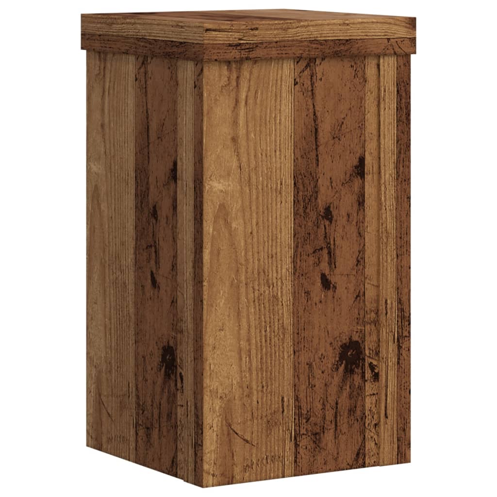 Plantenstandaards Bewerkt Hout Kleurig 10 x 10 x 18 cm Oud hout