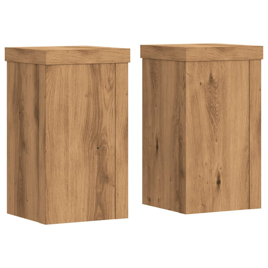 Plantenstandaards 2 St 10X10X18 Cm Hout Artisanaal Eiken