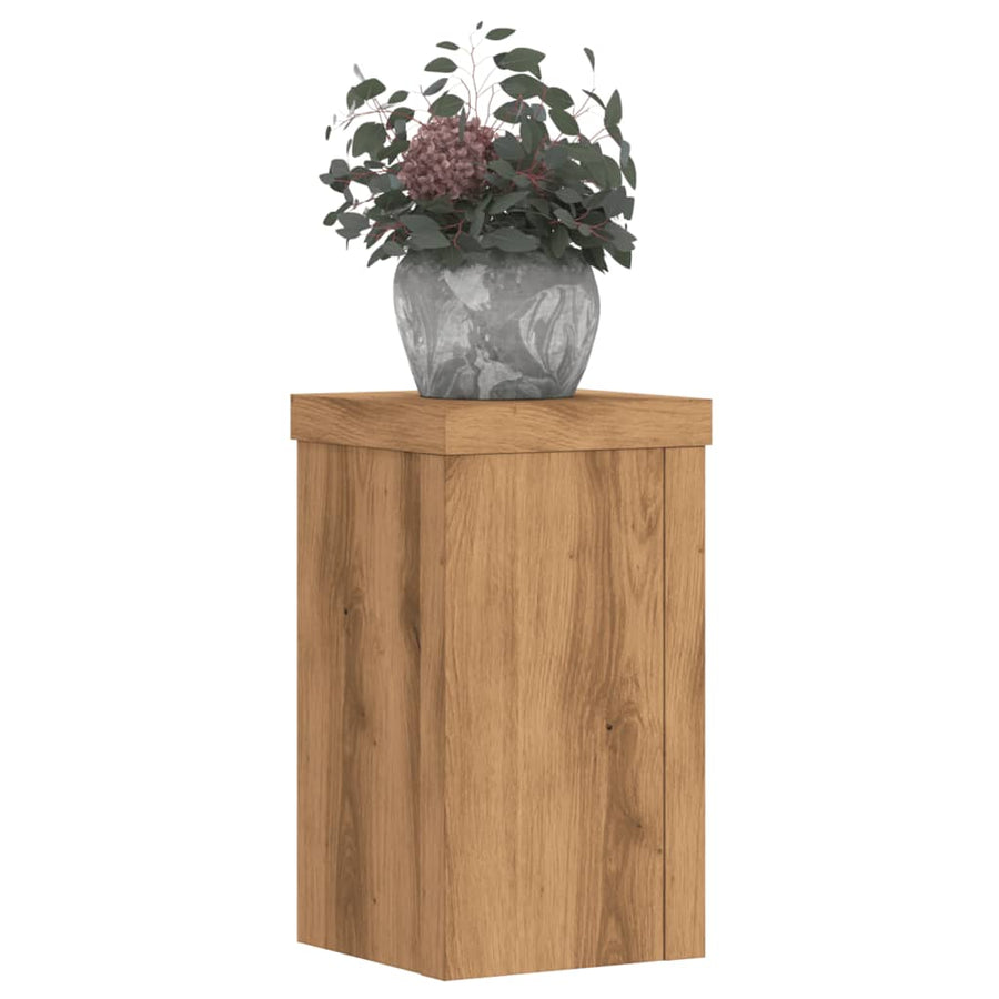Plantenstandaards 2 St 10X10X18 Cm Hout Artisanaal Eiken