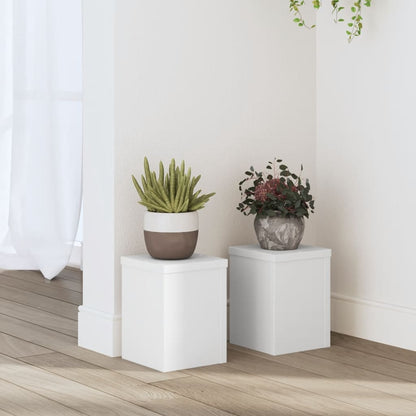 Plantenstandaards 2 st 15x15x20 cm bewerkt hout wit