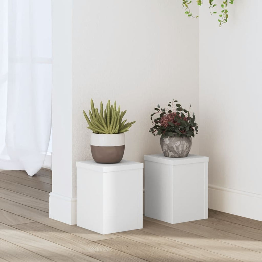 Plantenstandaards 2 st 15x15x20 cm bewerkt hout wit