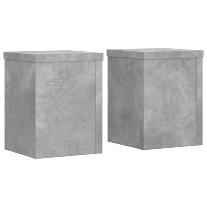 Plantenstandaards 2 st 15x15x20 cm bewerkt hout betongrijs