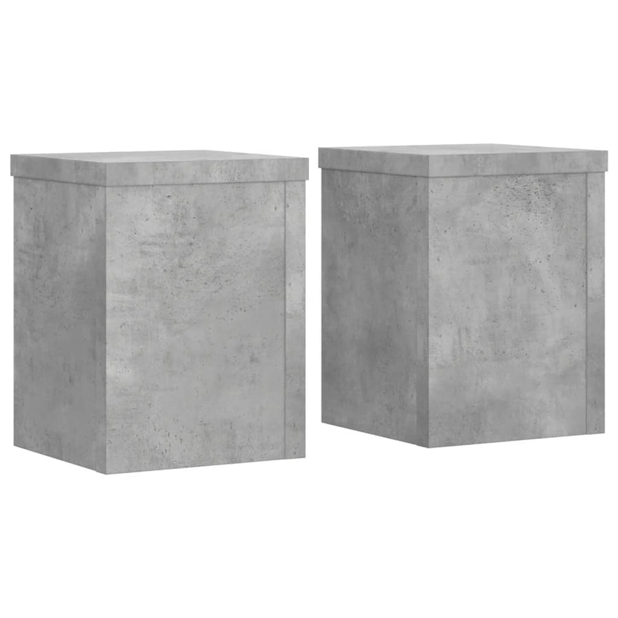 Plantenstandaards 2 st 15x15x20 cm bewerkt hout betongrijs