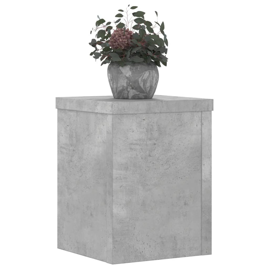Plantenstandaards 2 st 15x15x20 cm bewerkt hout betongrijs