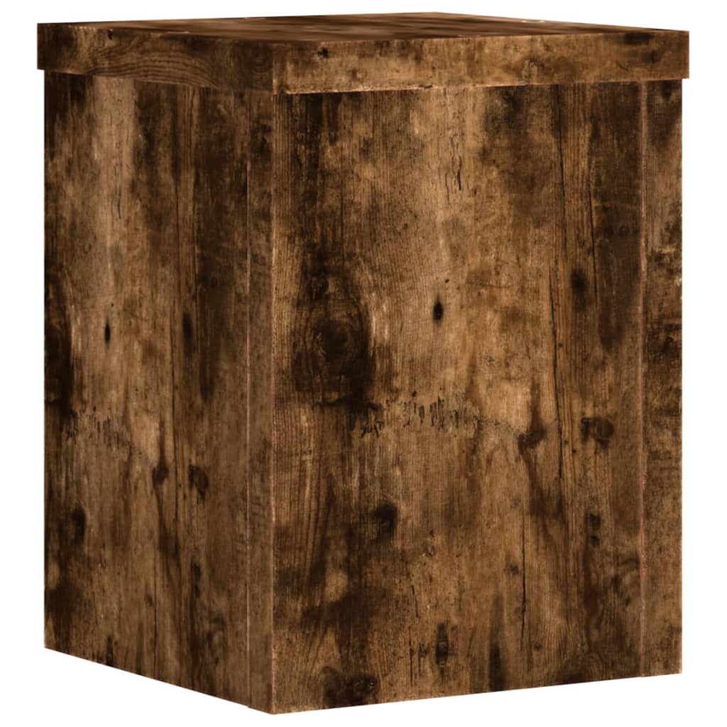 Plantenstandaards 2 st 15x15x20 cm bewerkt hout gerookt eiken