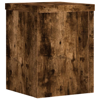 Plantenstandaards 2 st 15x15x20 cm bewerkt hout gerookt eiken