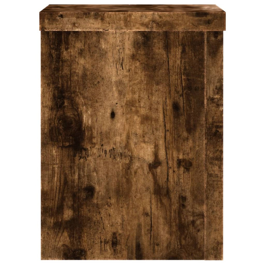 Plantenstandaards 2 st 15x15x20 cm bewerkt hout gerookt eiken