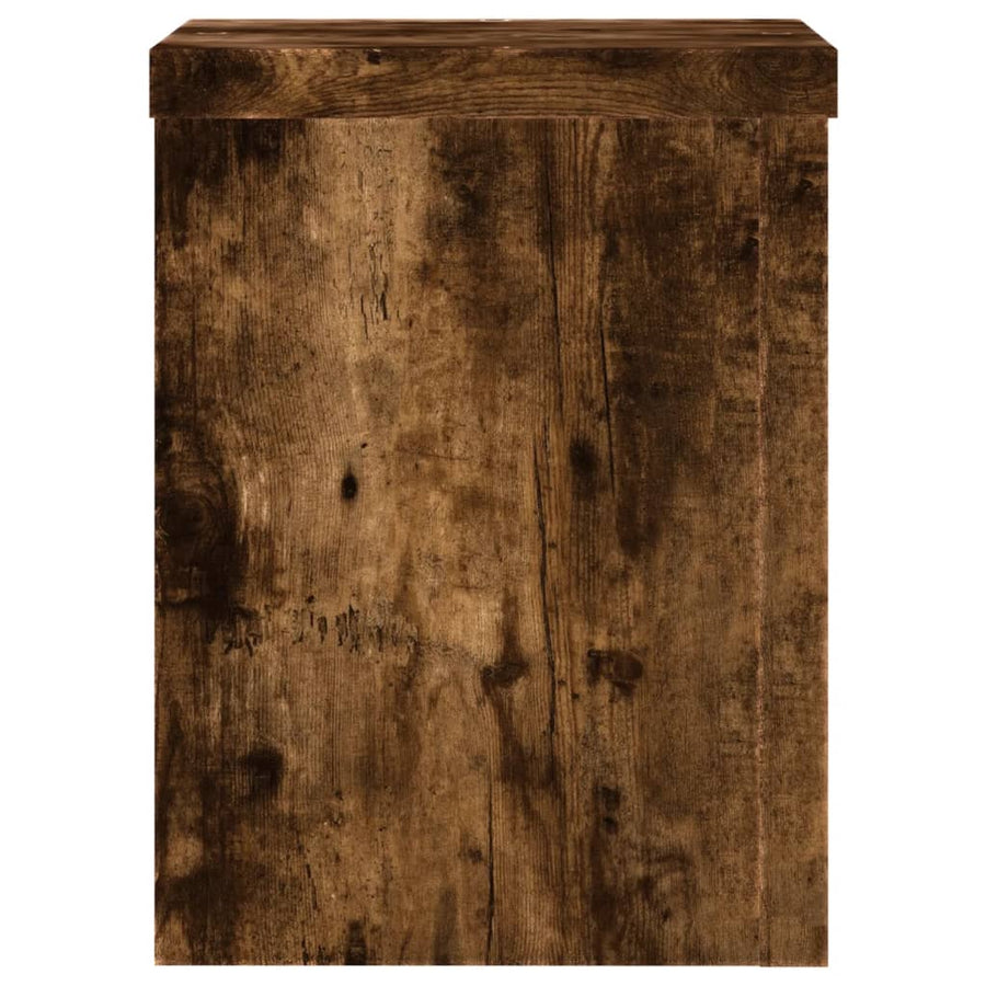 Plantenstandaards 2 st 15x15x20 cm bewerkt hout gerookt eiken