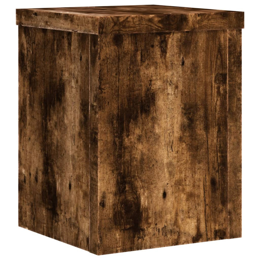 Plantenstandaards 2 st 15x15x20 cm bewerkt hout gerookt eiken