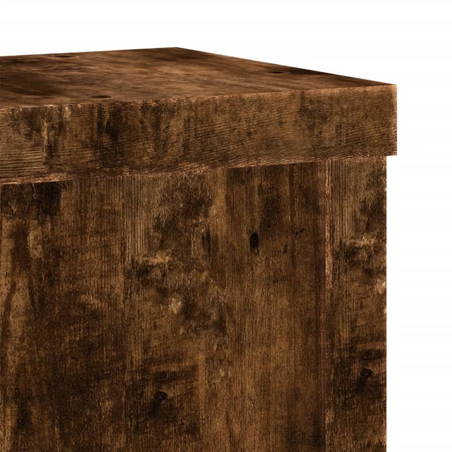 Plantenstandaards 2 st 15x15x20 cm bewerkt hout gerookt eiken