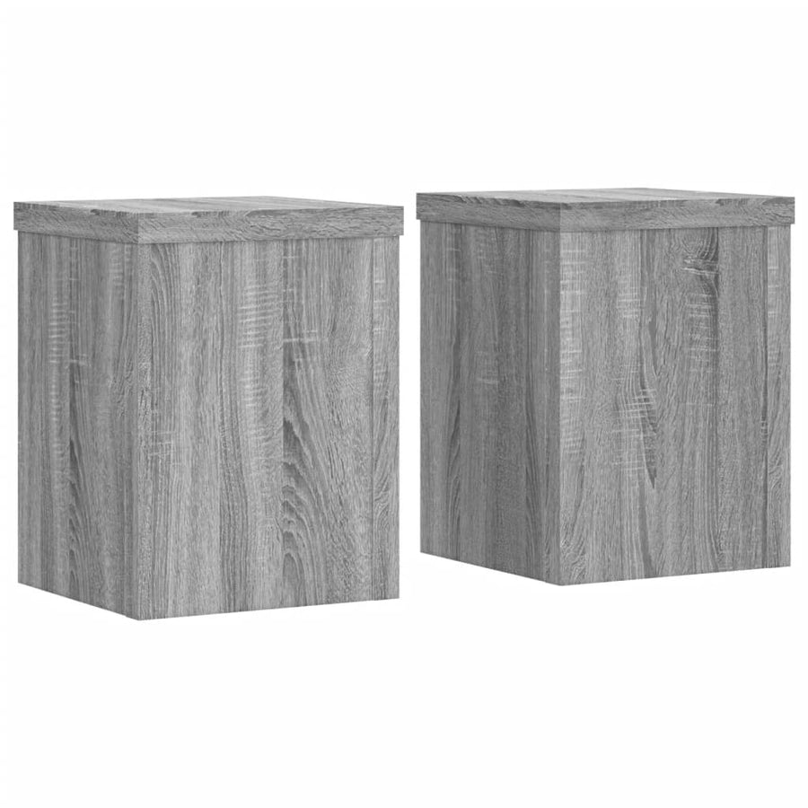 Plantenstandaards 2 st 15x15x20 cm bewerkt hout grijs sonoma