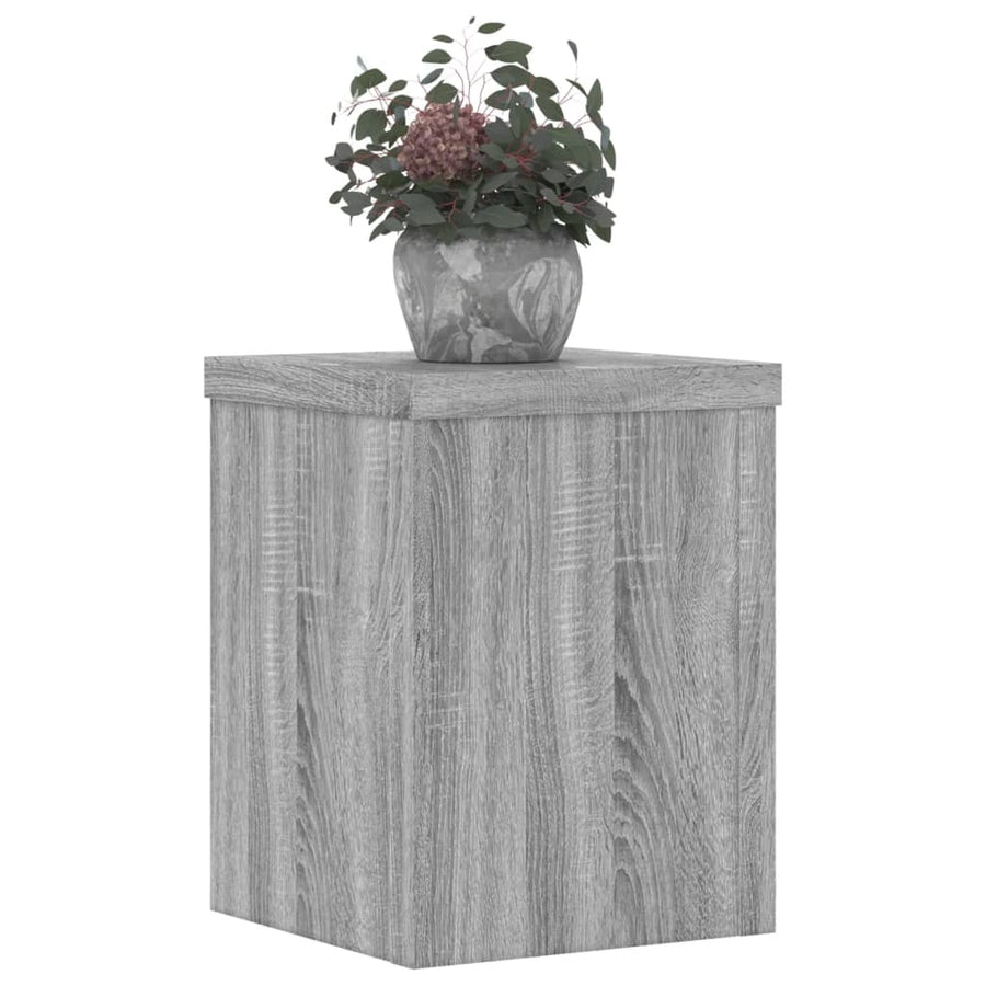 Plantenstandaards 2 st 15x15x20 cm bewerkt hout grijs sonoma