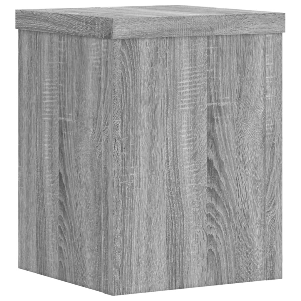 Plantenstandaards 2 st 15x15x20 cm bewerkt hout grijs sonoma