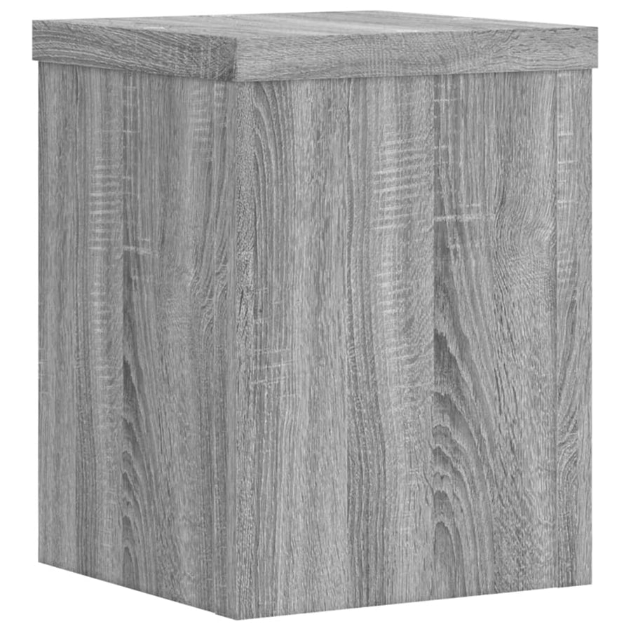 Plantenstandaards 2 st 15x15x20 cm bewerkt hout grijs sonoma