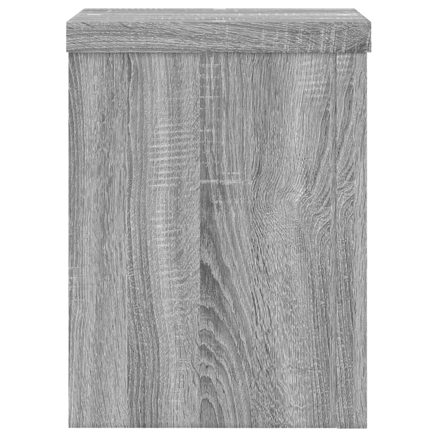 Plantenstandaards 2 st 15x15x20 cm bewerkt hout grijs sonoma