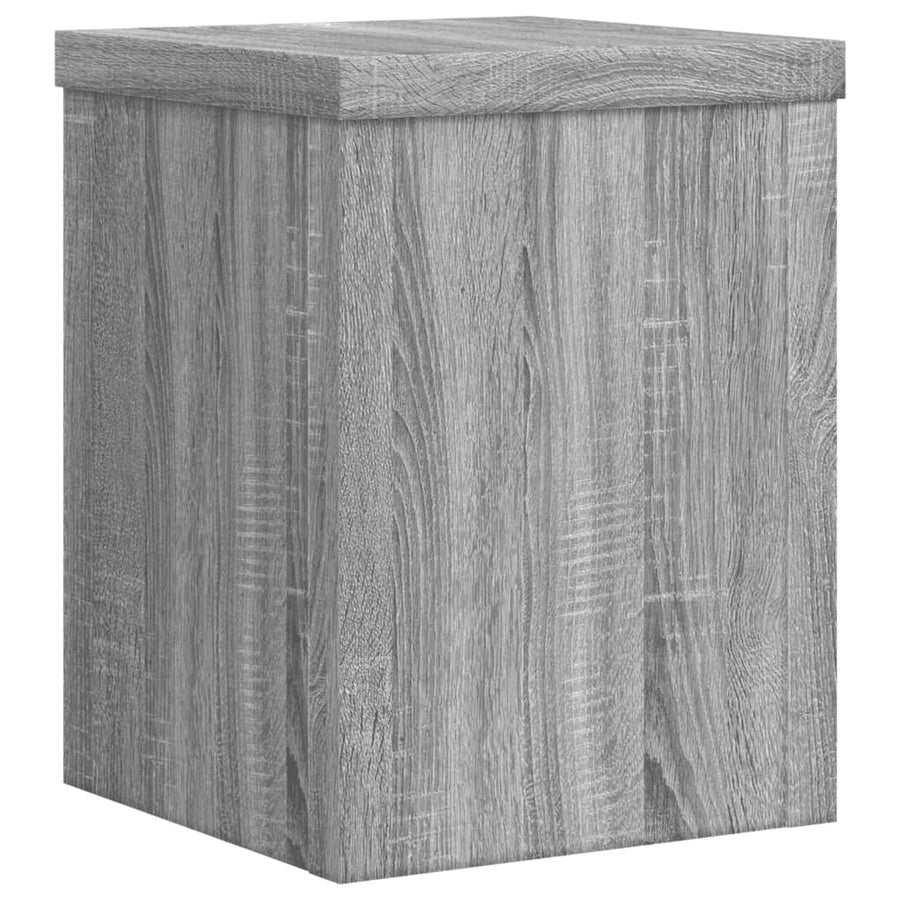 Plantenstandaards 2 st 15x15x20 cm bewerkt hout grijs sonoma