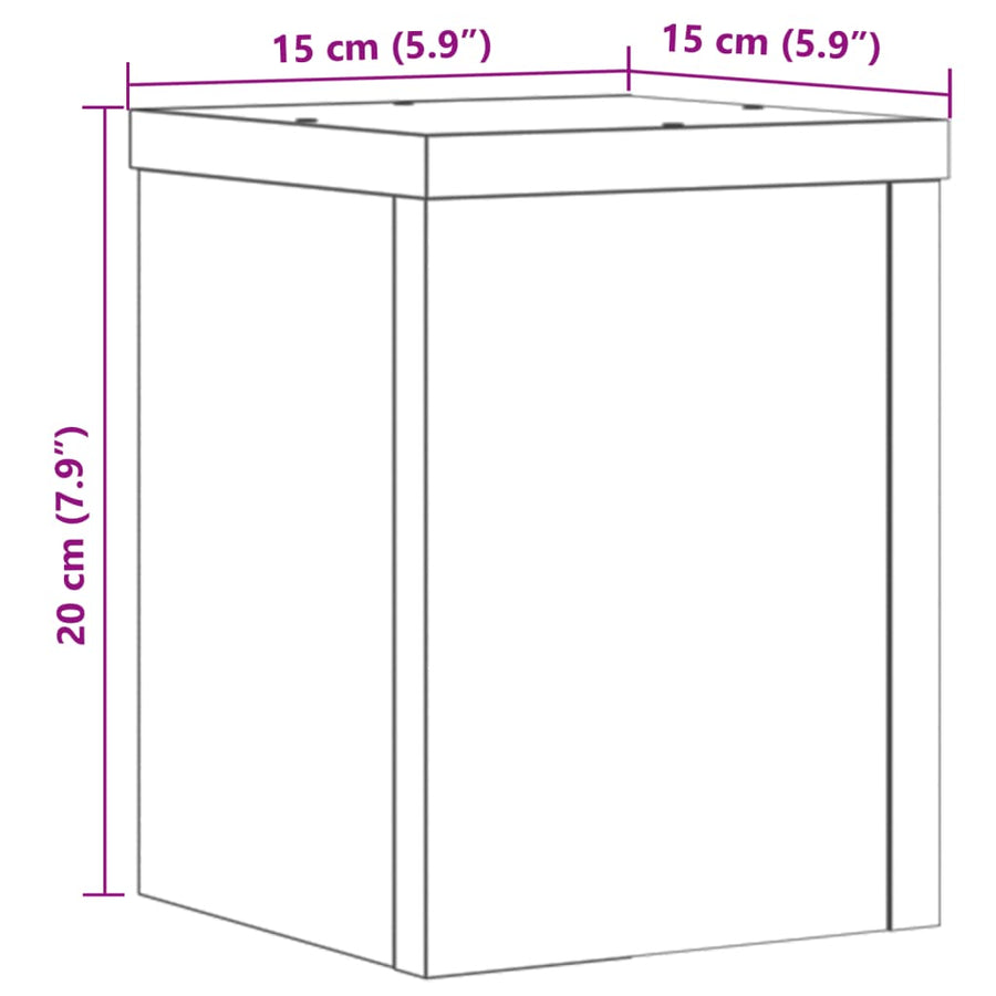 Plantenstandaards 2 st 15x15x20 cm bewerkt hout grijs sonoma