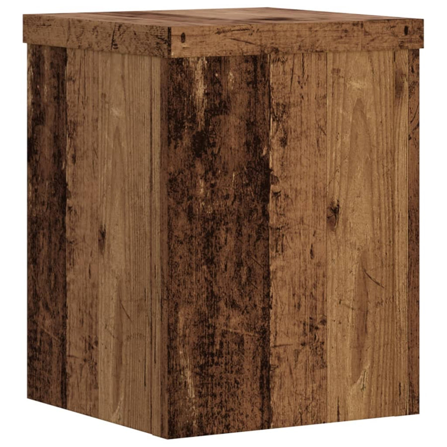 Plantenstandaards 2 st 15x15x20 cm bewerkt hout oud houtkleurig
