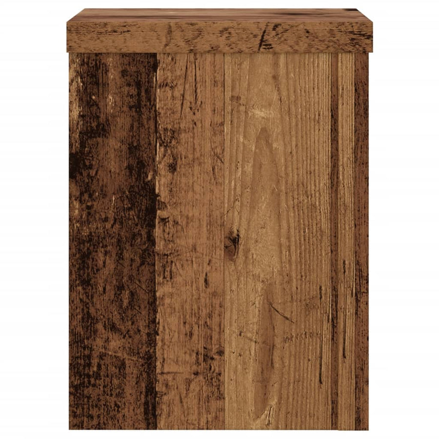 Plantenstandaards 2 st 15x15x20 cm bewerkt hout oud houtkleurig