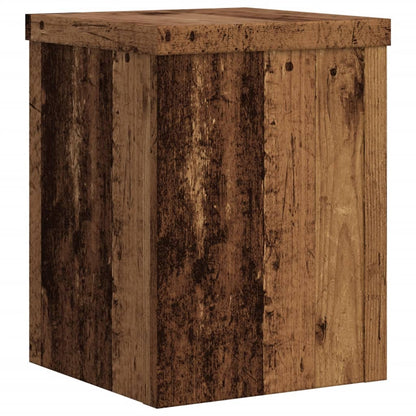 Plantenstandaards 2 st 15x15x20 cm bewerkt hout oud houtkleurig