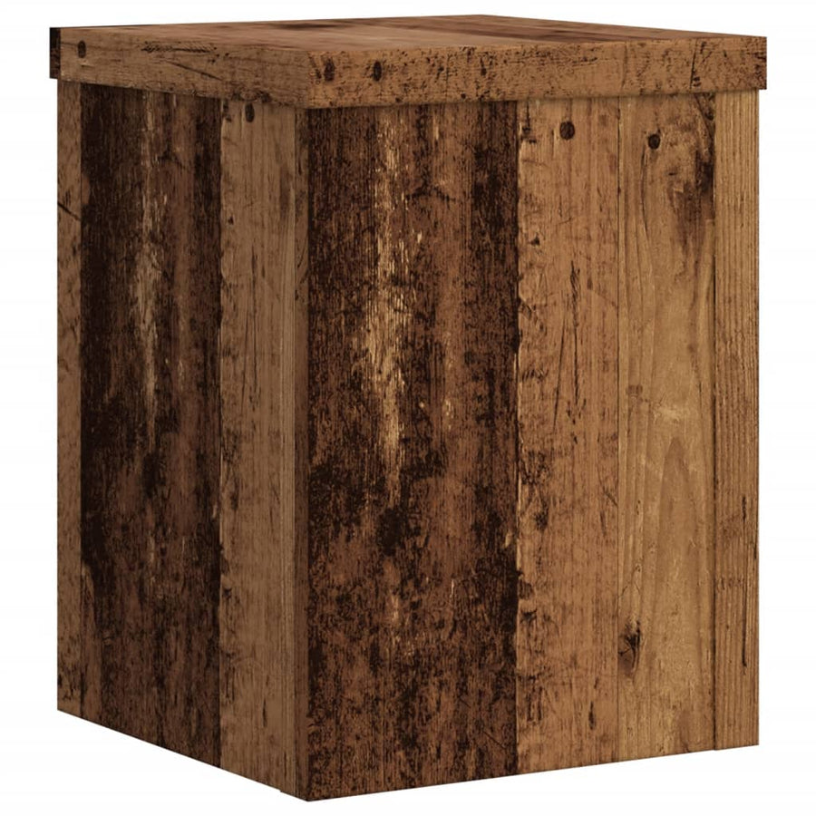 Plantenstandaards 2 st 15x15x20 cm bewerkt hout oud houtkleurig