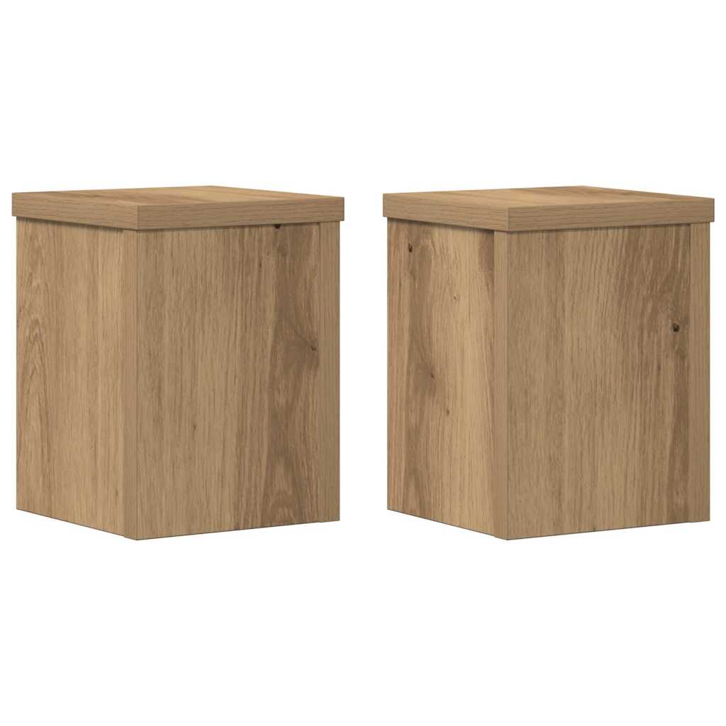Plantenstandaards 2 st 15x15x20 cm hout artisanaal eiken
