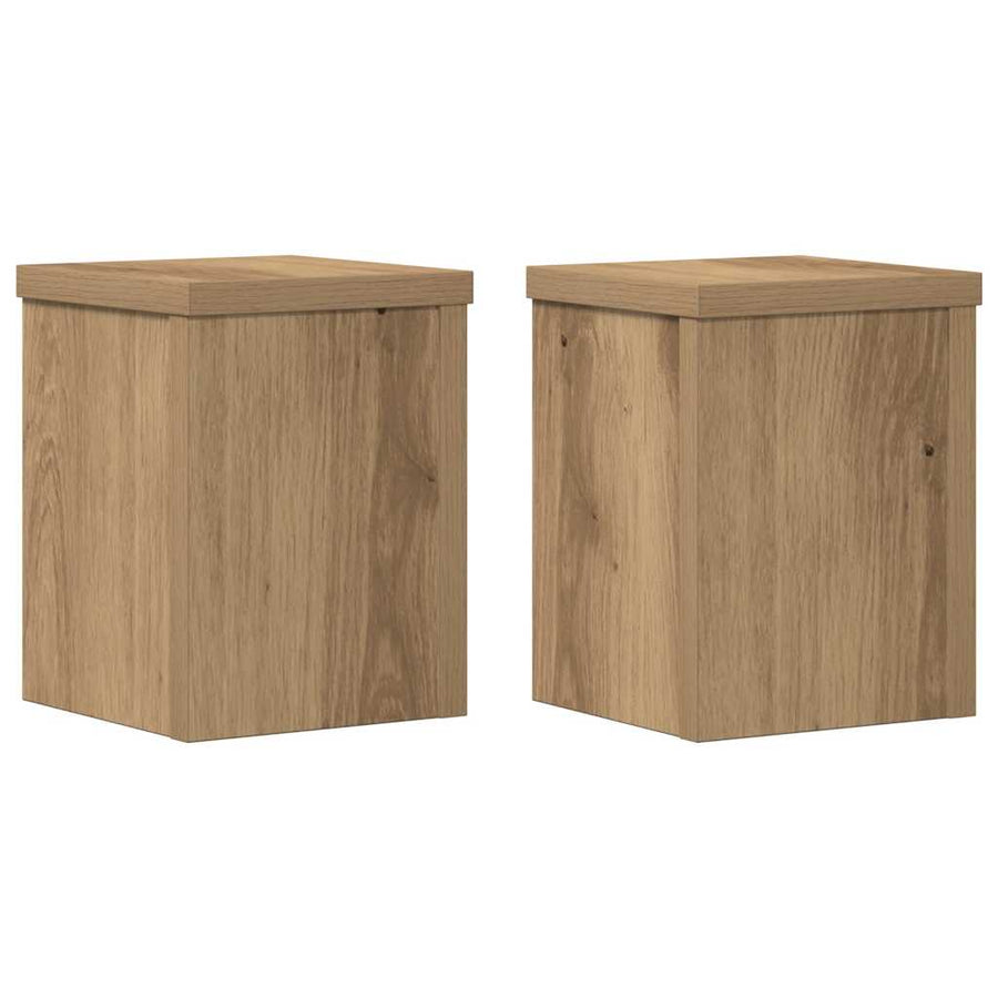 Plantenstandaards 2 st 15x15x20 cm hout artisanaal eiken