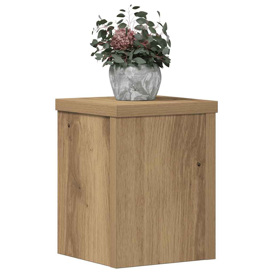 Plantenstandaards 2 st 15x15x20 cm hout artisanaal eiken
