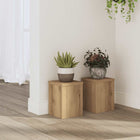 Plantenstandaards 2 st 15x15x20 cm bewerkt hout artisanaal eiken