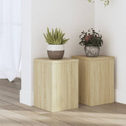 Plantenstandaard 2 st 20x20x30 cm bewerkt hout sonoma eiken